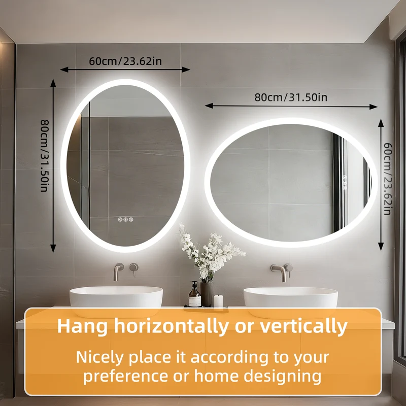 LUVODI LED Bluetooth Bathroom Mirror with Speakers Anti-Fog Lighted Vanity 23.6x31.5in
