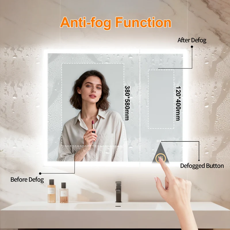 LUVODI 32x28" LED Medicine Cabinet Bluetooth Mirror Bathroom Storage Anti-Fog w/ Outlet