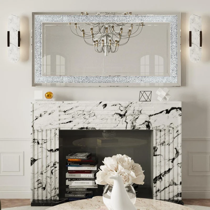 47.2x23.6inch Luxury Decorative Wall Mirror Rectangle Crushed Diamond Mirror