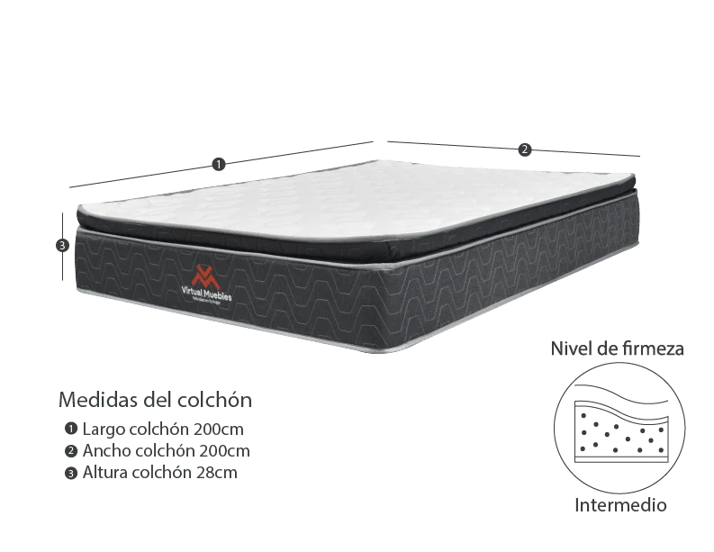Combo para Habitación Vasco, Incluye Base Cama Presidencial, Colchón y Protector