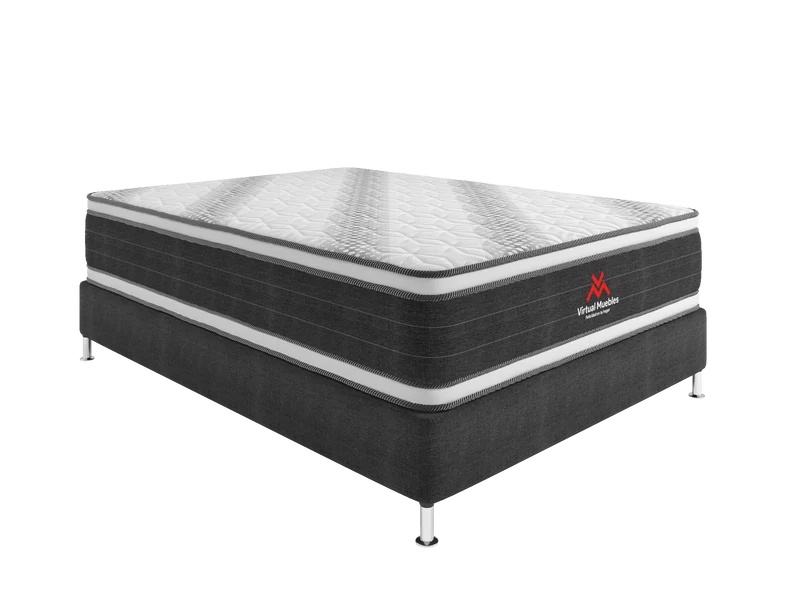 Combo para Habitación Bela, Incluye Base Cama Doble, Colchón y Protector