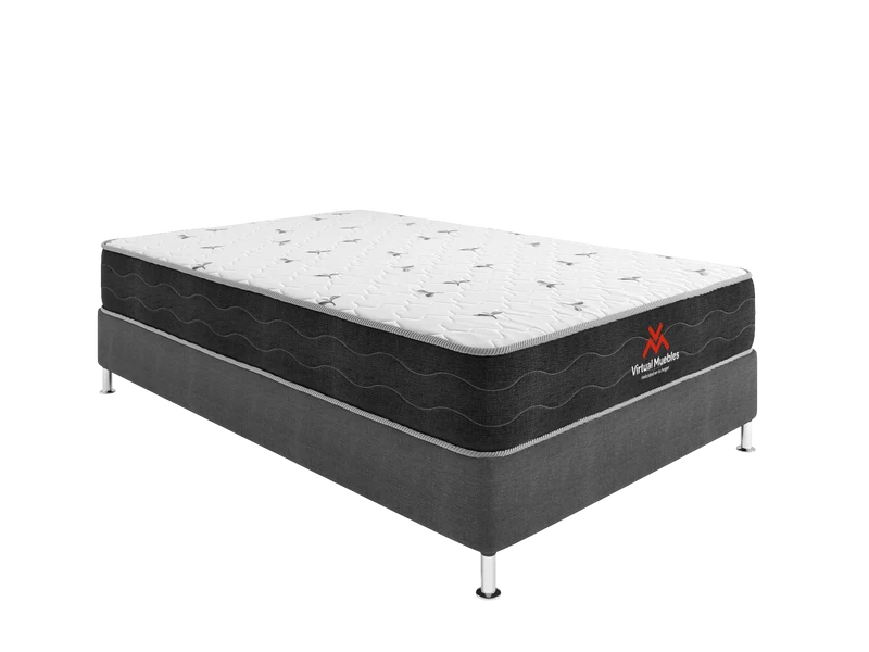 Combo Omega de Cama y Colchón Semidoble para Habitación con Protector