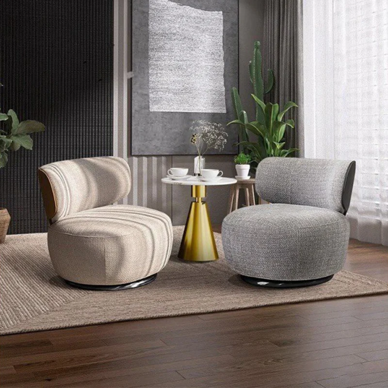 Traditional European Round Linen Faux Leather Solid Wood Iron Sofa Backrest For Living Room
