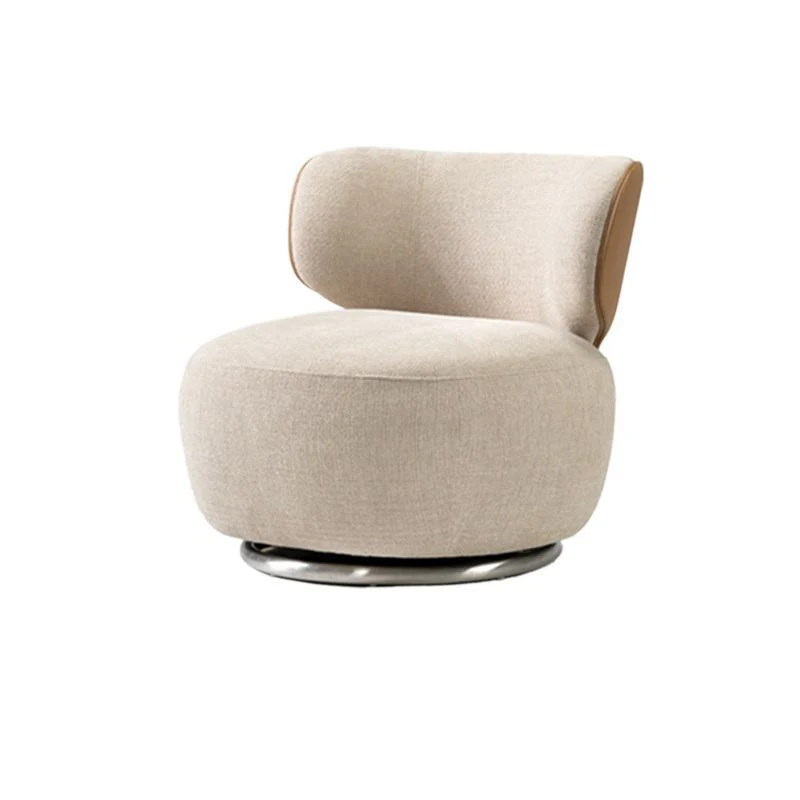 Traditional European Round Linen Faux Leather Solid Wood Iron Sofa Backrest For Living Room