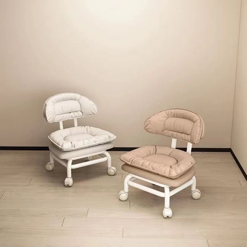Modern Minimalist Curved Square Swivel Mobile Pulley Napa Leather Metal Chair Backrest For Living Room