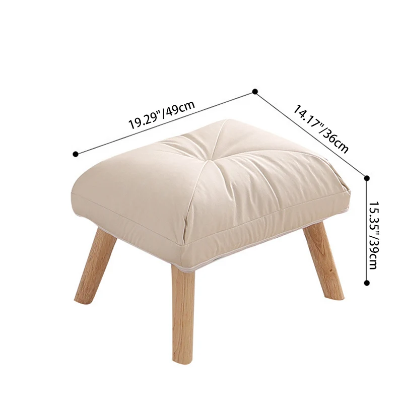 Modern Minimalist Rectangle Square Foldable Synthetic Fabric Cotton Linen Solid Wood Accent Chair Backrest For Living Room