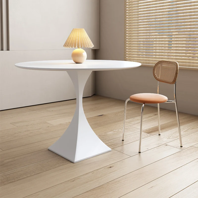Modern Minimalist Square Base Round Sintered Stone Carbon Steel End Table 1-Tier For Living Room