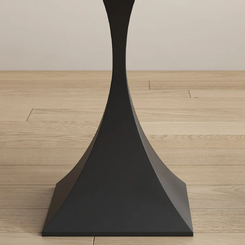 Modern Minimalist Square Base Round Sintered Stone Carbon Steel End Table 1-Tier For Living Room