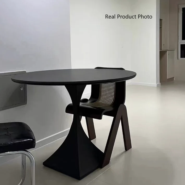 Modern Minimalist Square Base Round Sintered Stone Carbon Steel End Table 1-Tier For Living Room