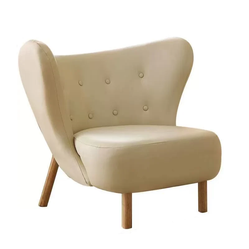 Contemporary Nordic Sherpa Fabric Corduroy Plush Wood Curved Accent Chair Backrest Footrest For Living Room