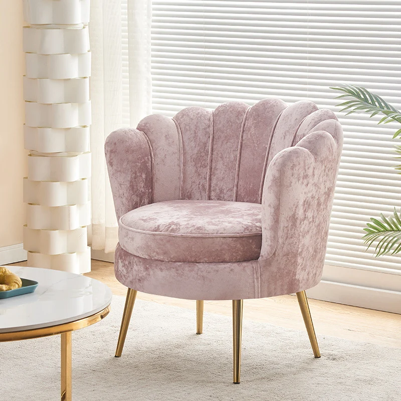 Contemporary Scandinavian Velvet Wood Sponge Metal Round Oval Petal Sofa Backrest Armrest For Living Room