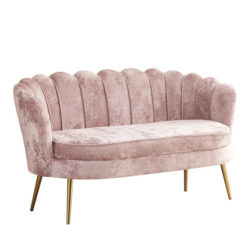 Contemporary Scandinavian Velvet Wood Sponge Metal Round Oval Petal Sofa Backrest Armrest For Living Room