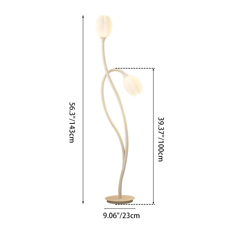 Modern Art Deco PE Tulip Shade Iron 2-Light Standing Floor Lamp For Living Room
