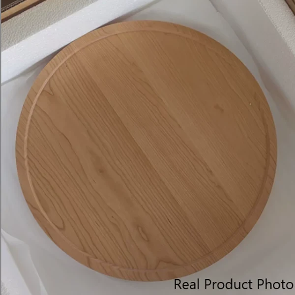 Traditional Japanese Round Cherry Wood Top End Table 2-Tier Casters For Living Room