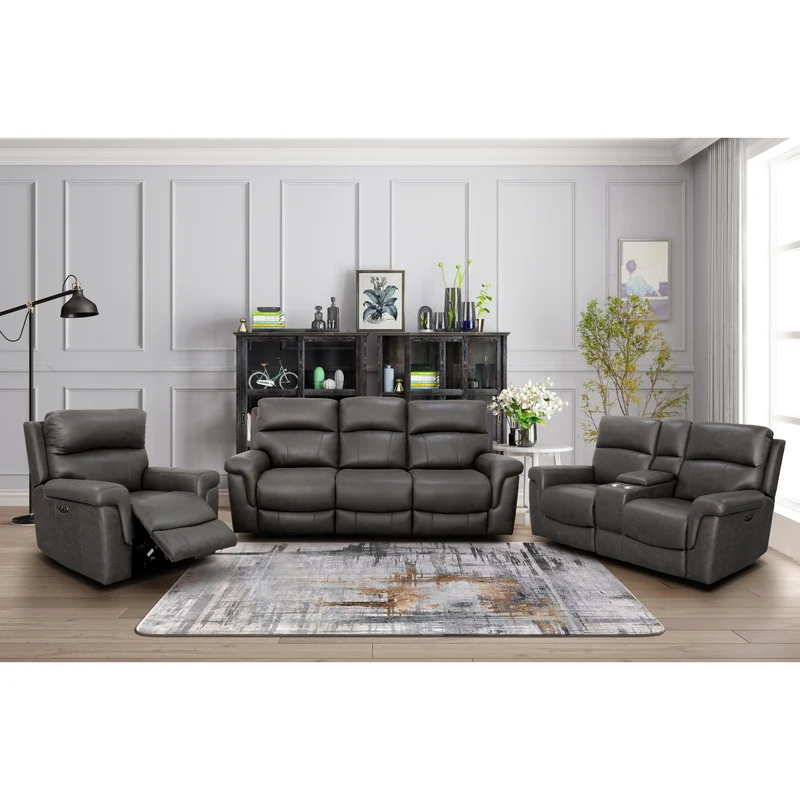 Behold Home 7483-39 Sofa w/ Popout Cup Holders - Lambeau Charcoal