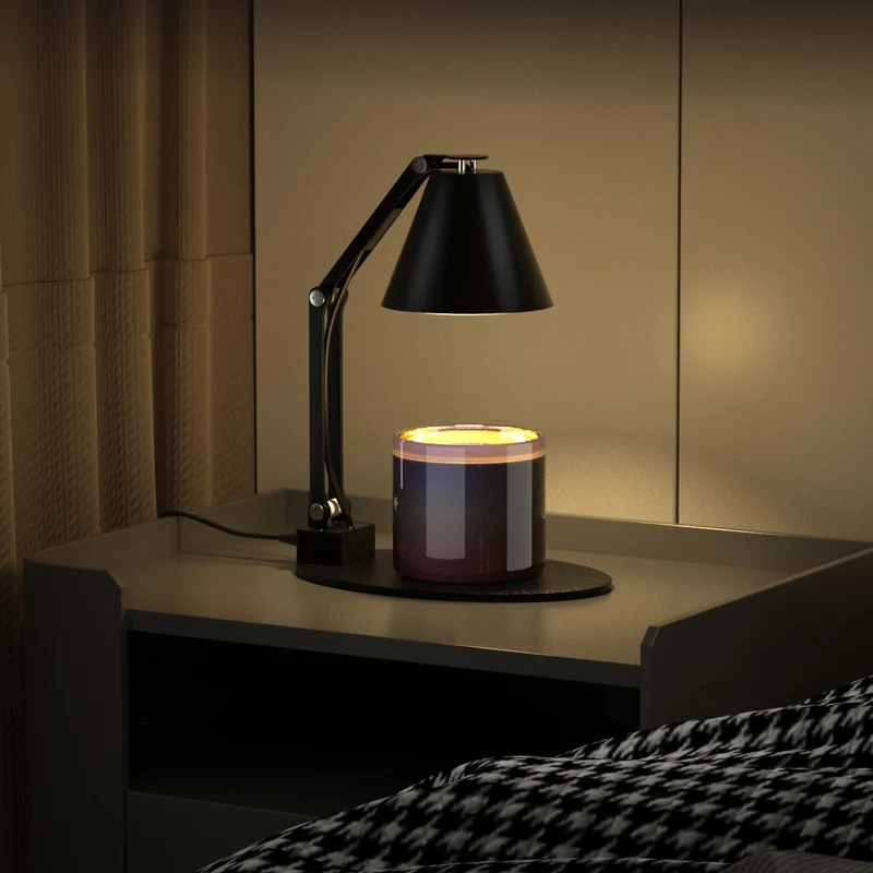 Modern Minimalist Romantic Collapsible Cylinder Striped Iron Glass Shade 1-Light Aroma Melting Wax Table Lamp For Bedroom