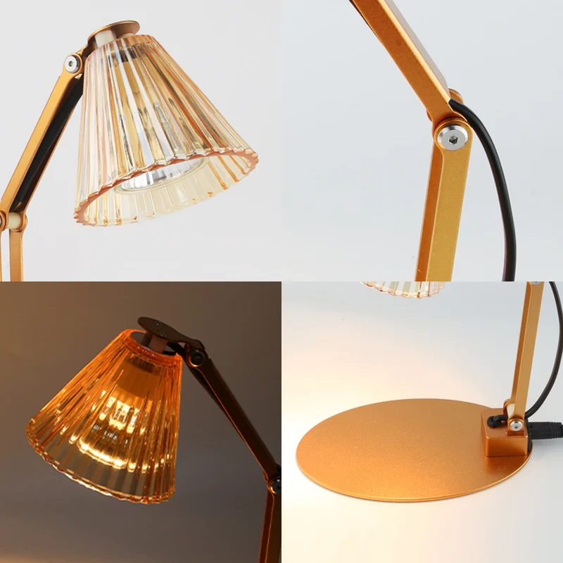 Modern Minimalist Romantic Collapsible Cylinder Striped Iron Glass Shade 1-Light Aroma Melting Wax Table Lamp For Bedroom
