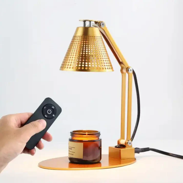 Modern Minimalist Romantic Collapsible Cylinder Striped Iron Glass Shade 1-Light Aroma Melting Wax Table Lamp For Bedroom