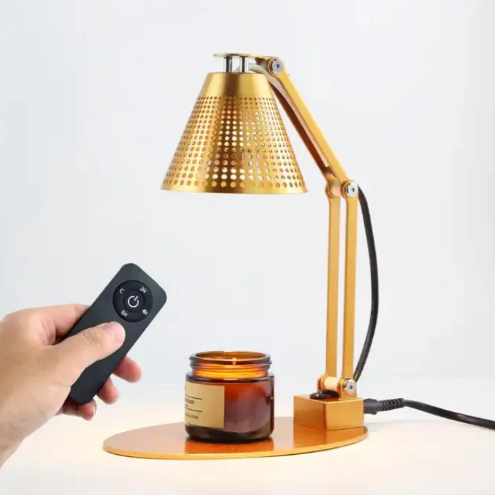 Modern Minimalist Romantic Collapsible Cylinder Striped Iron Glass Shade 1-Light Aroma Melting Wax Table Lamp For Bedroom