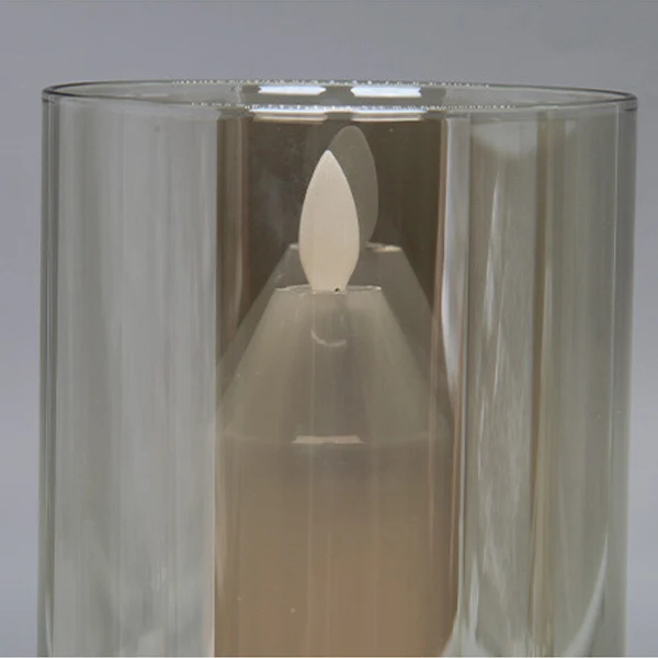 Modern Art Deco Sensible Cylinder Candlestick Glass ABS LED Table Lamp For Living Room