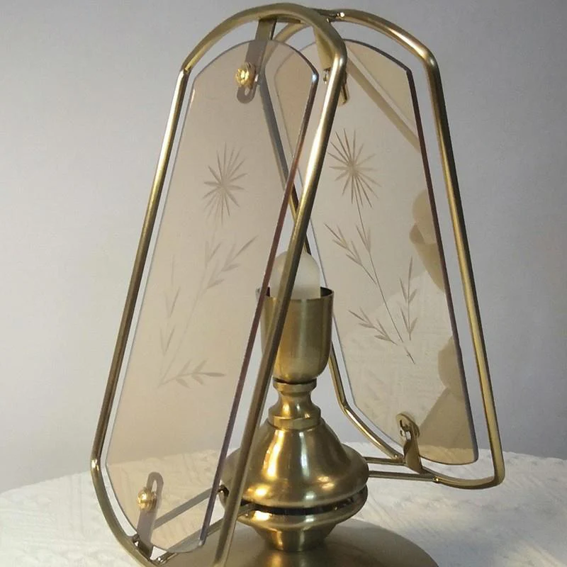 Modern Art Deco Rectangle Clip Corner Candle Holder Iron Acrylic 1-Light Table Lamp For Living Room