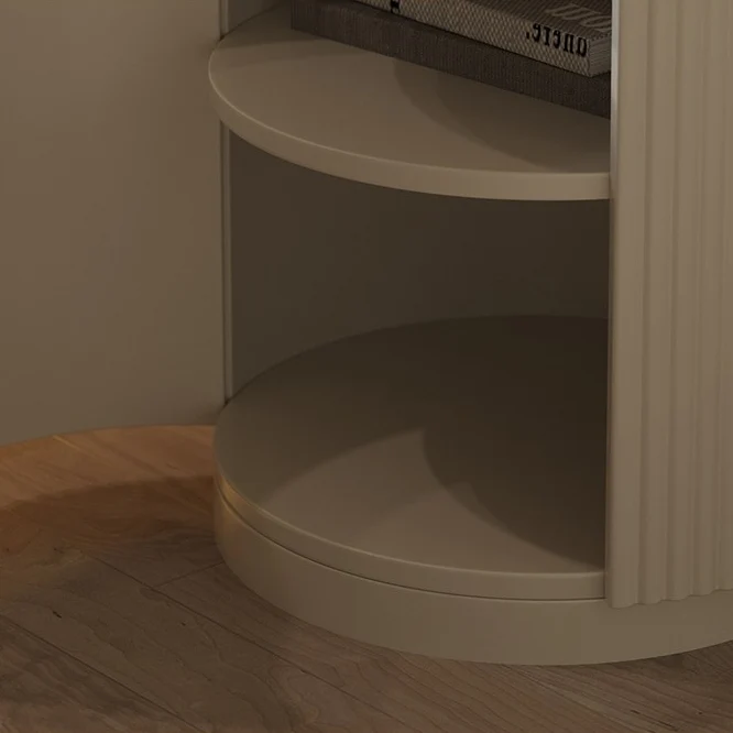 Modern Minimalist Cylinder Stripe Stone Slab Carbon Steel Metal Nightstand 1-Cabinet For Bedroom