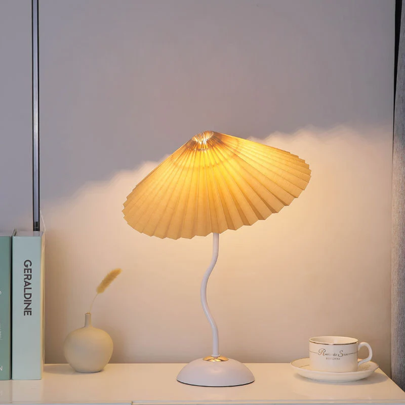 Contemporary Nordic Umbrella Fabric Lampshade Iron Base 1 - Light Table Lamp For Bedroom
