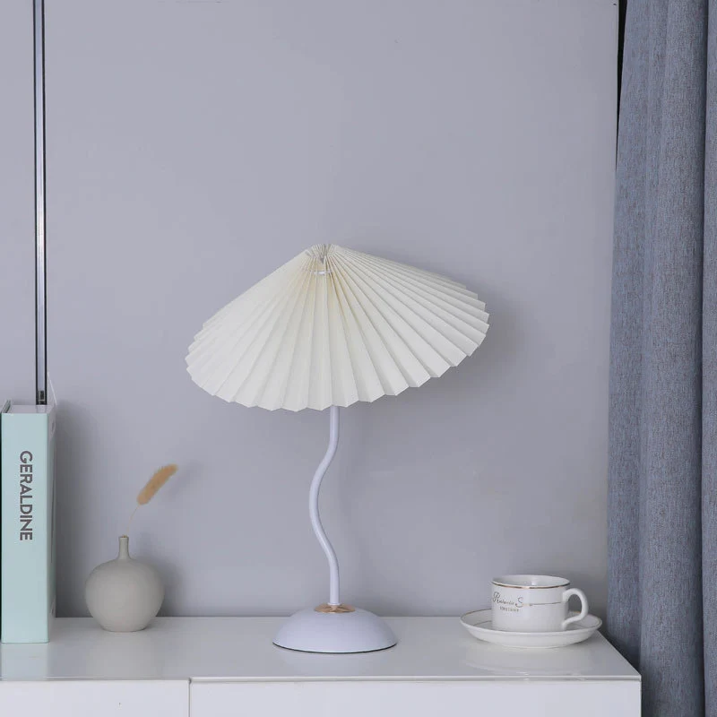Contemporary Nordic Umbrella Fabric Lampshade Iron Base 1 - Light Table Lamp For Bedroom