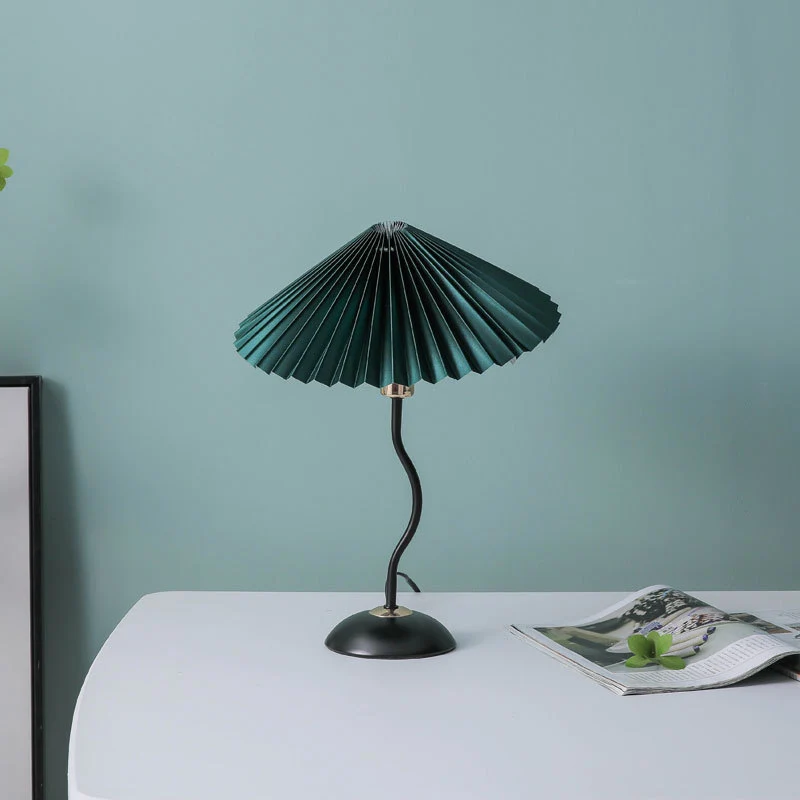 Contemporary Nordic Umbrella Fabric Lampshade Iron Base 1 - Light Table Lamp For Bedroom