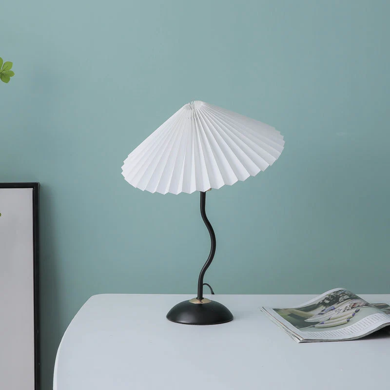 Contemporary Nordic Umbrella Fabric Lampshade Iron Base 1 - Light Table Lamp For Bedroom