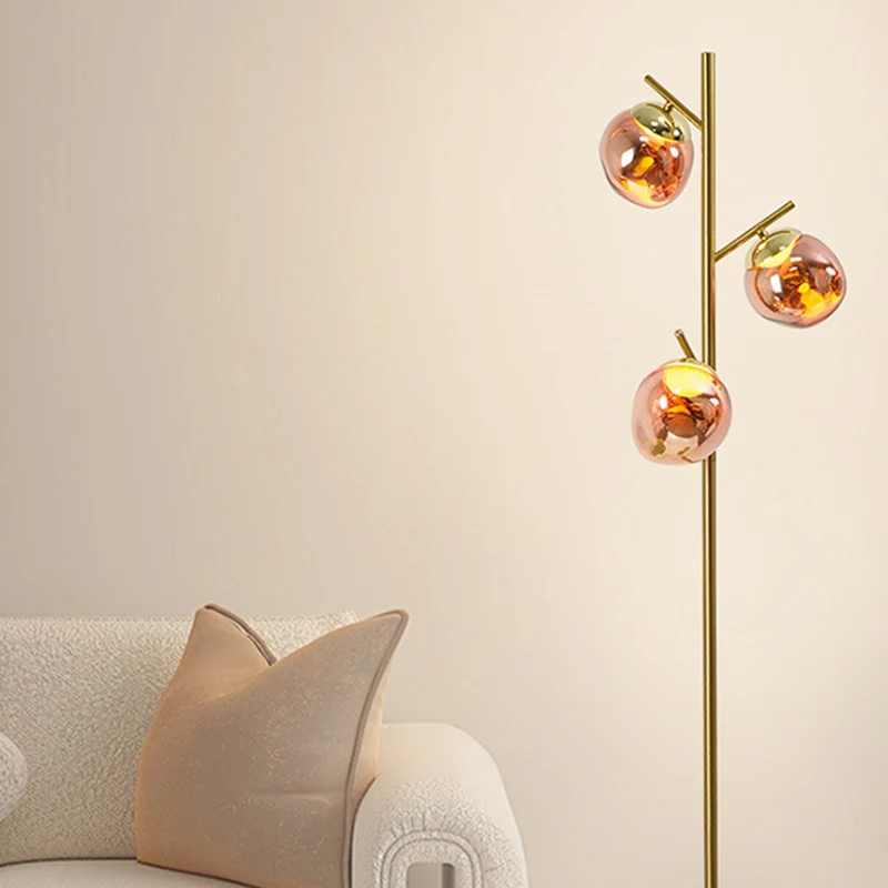 Contemporary Nordic Lava Orb Acrylic Lampshade Iron Base LED Standing Floor Lamp For Living Room