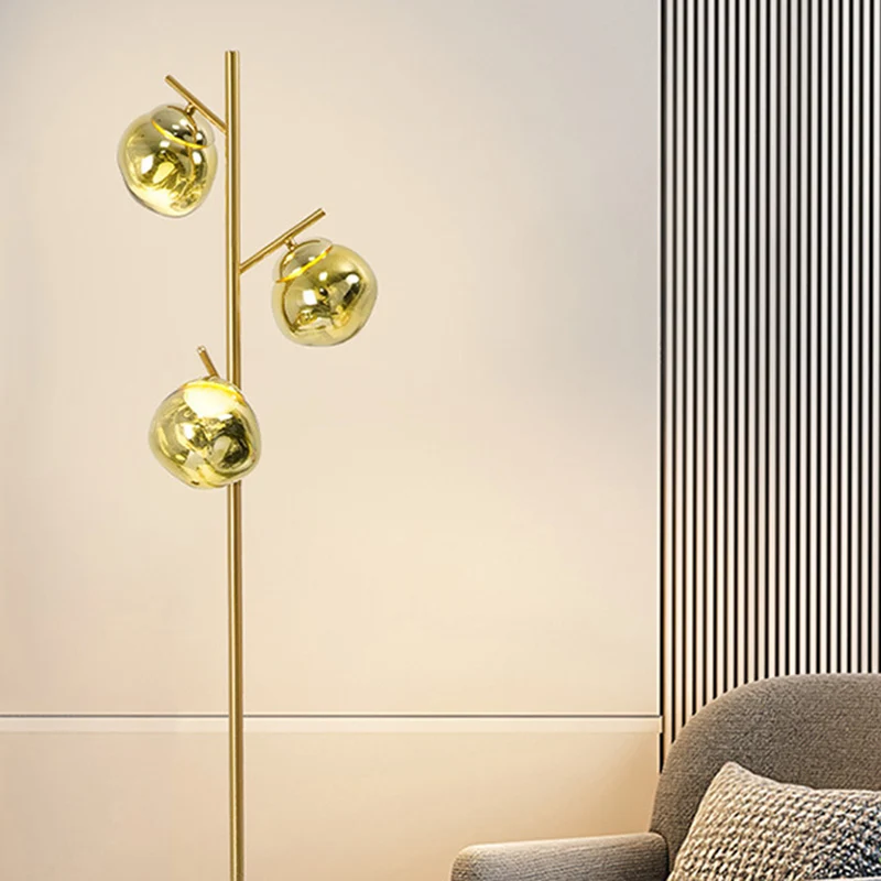 Contemporary Nordic Lava Orb Acrylic Lampshade Iron Base LED Standing Floor Lamp For Living Room