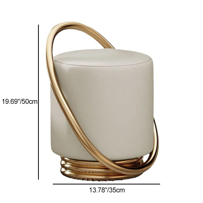 Contemporary Nordic Cylinder Stainless Steel Microfiber Leather Vanity Stool Backless Armless For Bedroom