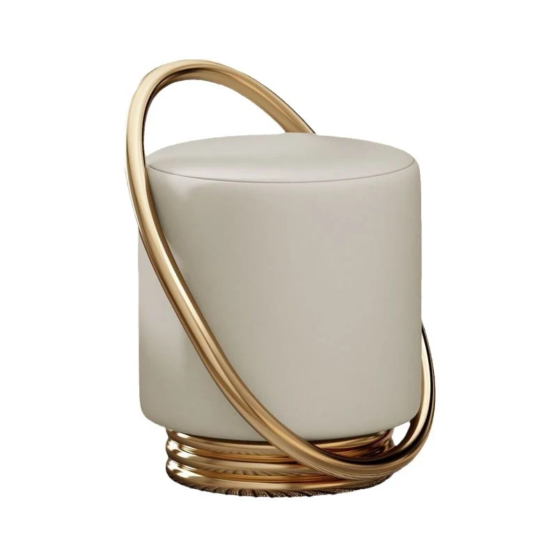 Contemporary Nordic Cylinder Stainless Steel Microfiber Leather Vanity Stool Backless Armless For Bedroom