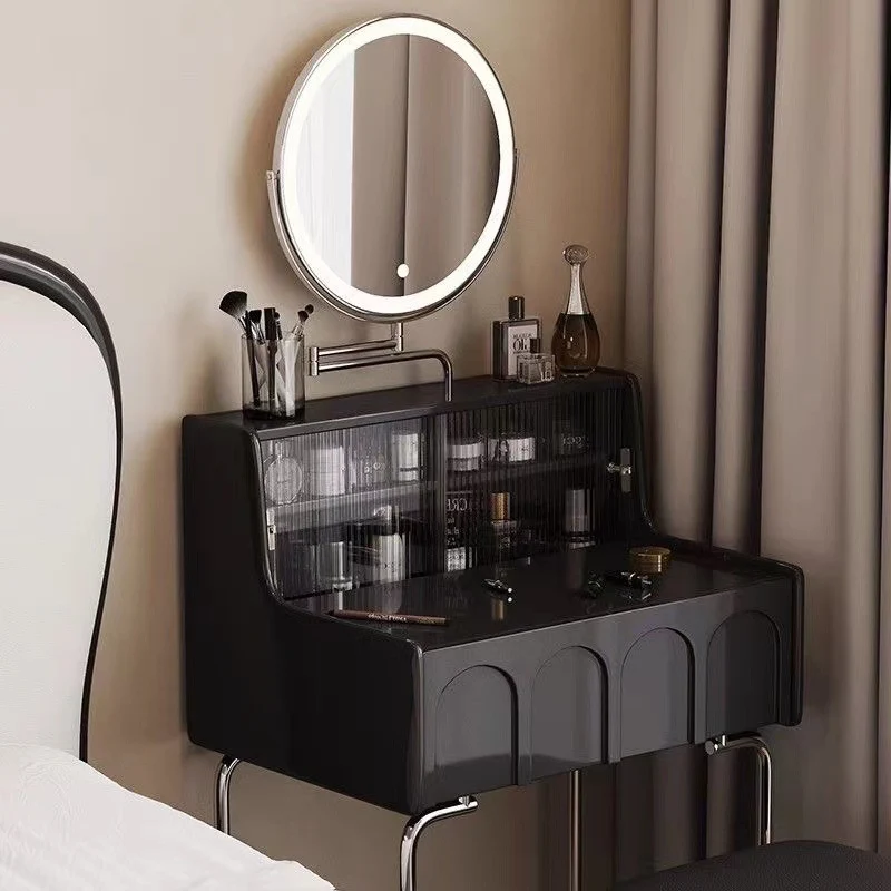 Traditional Vintage Rectangle Pine Wood Glass Iron Plywood Mirror Makeup Vanity 1-Drawer For Bedroom