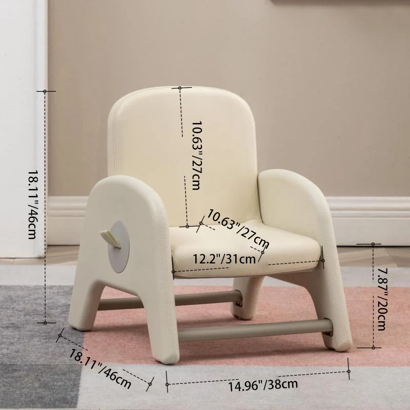 Modern Minimalist Kids Square Trapezoid Liftable PU Leather Metal Low Stool For Living Room