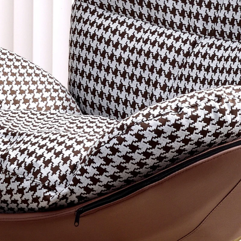 Contemporary Scandinavian Arc Swing Square Cotton Linen Velvet Synthetic Fabric Solid Wood Accent Chair Backrest Armless For Living Room
