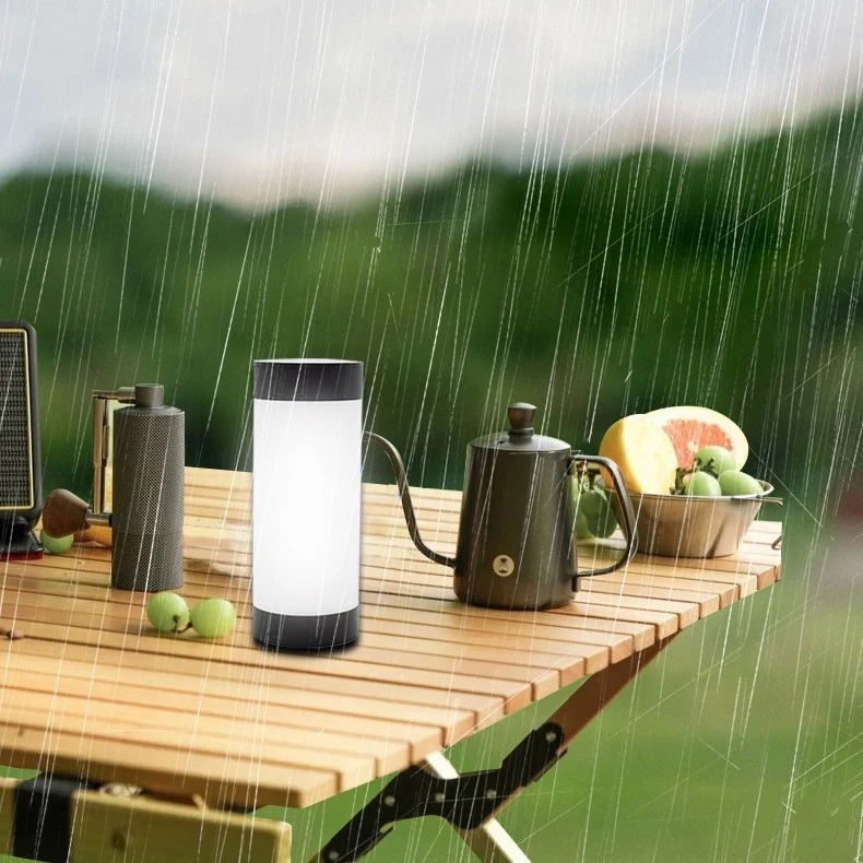 Modern Minimalist Solar Waterproof Stainless Steel Plastic Glass Cylinder Portable LED Outdoor Table Lamp For Outdoor Patio