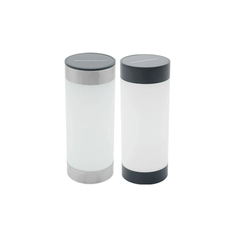 Modern Minimalist Solar Waterproof Stainless Steel Plastic Glass Cylinder Portable LED Outdoor Table Lamp For Outdoor Patio
