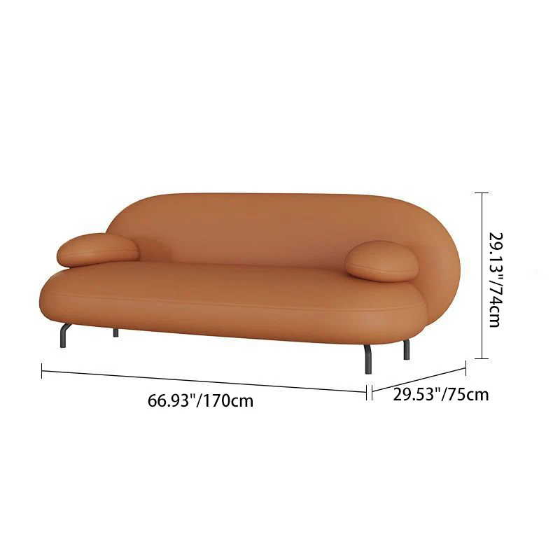 Contemporary Nordic Synthetic Fabric PU Leather Wood Iron Sponge Oval Sofa Backrest Armrest For Living Room
