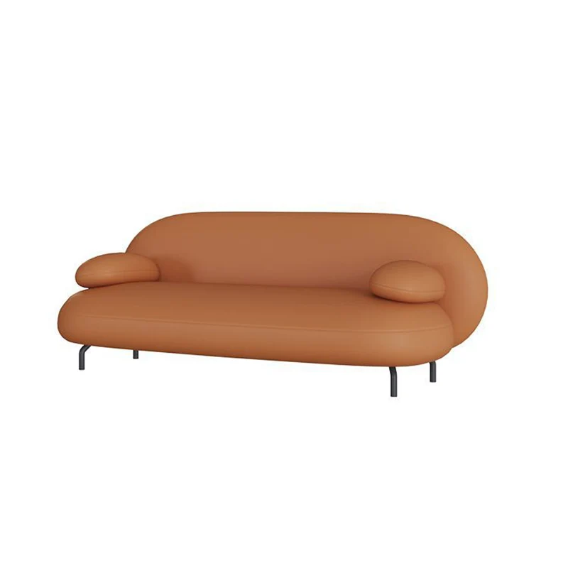 Contemporary Nordic Synthetic Fabric PU Leather Wood Iron Sponge Oval Sofa Backrest Armrest For Living Room