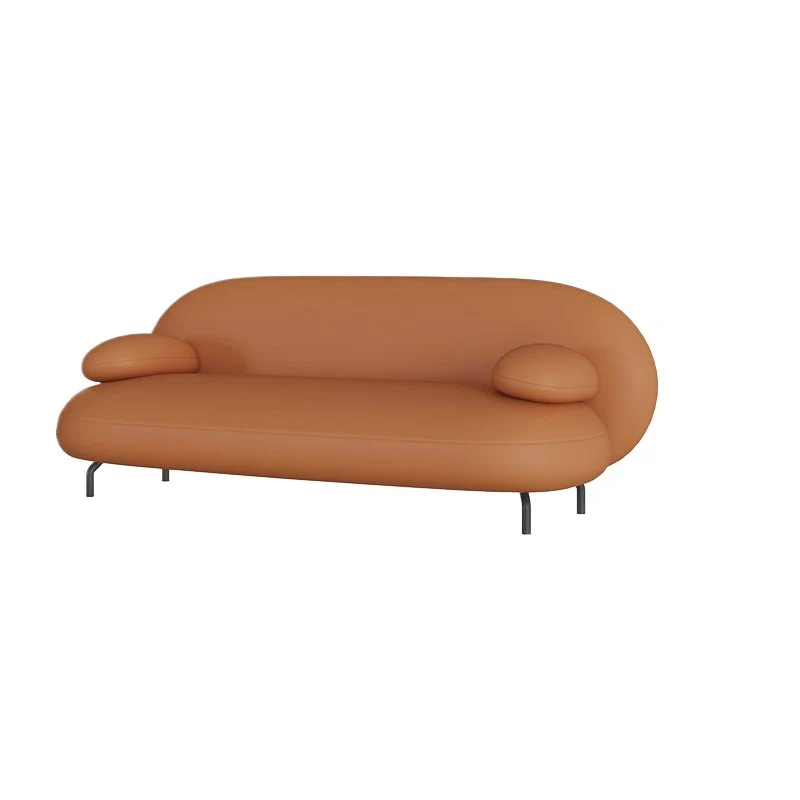 Contemporary Nordic Synthetic Fabric PU Leather Wood Iron Sponge Oval Sofa Backrest Armrest For Living Room