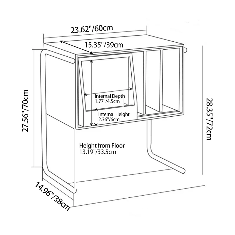 Traditional Japanese Rectangular Plywood Stainless Steel End Table Storage Cabinet For Living Room