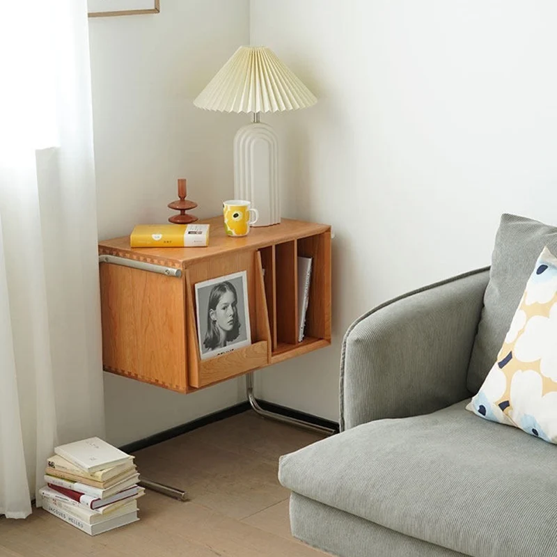 Traditional Japanese Rectangular Plywood Stainless Steel End Table Storage Cabinet For Living Room