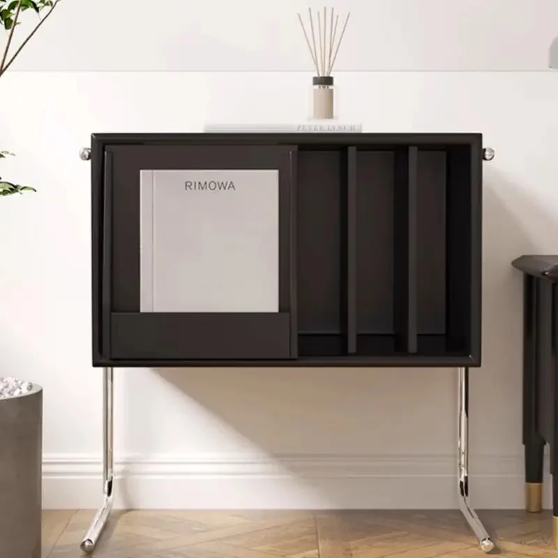 Traditional Japanese Rectangular Plywood Stainless Steel End Table Storage Cabinet For Living Room