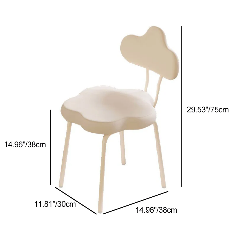 Modern Minimalist Cream Cloud Upholstered Faux Leather Iron Plywood Frame Vanity Stool Backrest For Bedroom