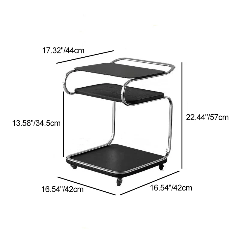 Contemporary Nordic Removable Square Carbon Steel Frame MDF Glass End Table 3-Tier For Living Room