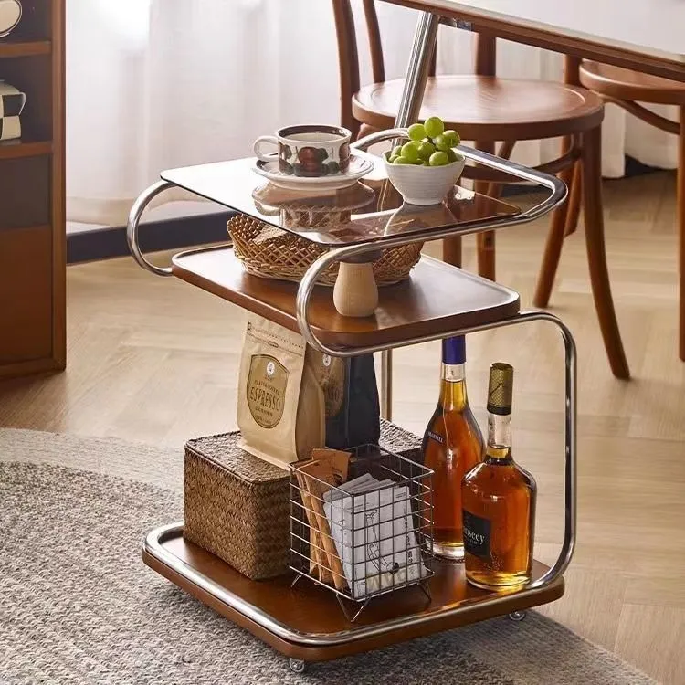 Contemporary Nordic Removable Square Carbon Steel Frame MDF Glass End Table 3-Tier For Living Room