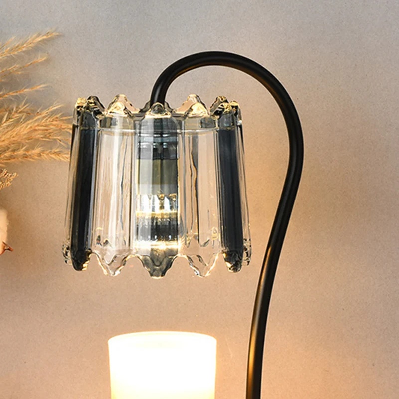Modern Art Deco Iron Glass & Marble Round Base & Flower Shade 1-Light Aroma Melting Wax Table Lamp For Bedroom & Living Room