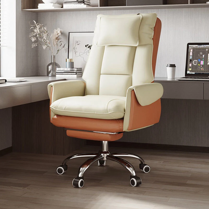 Modern Simplicity PVC Leather Aluminum Alloy Steel Cotton Sponge Square Reclinable Desk Chair Backrest Footrest Headrest For Home Office